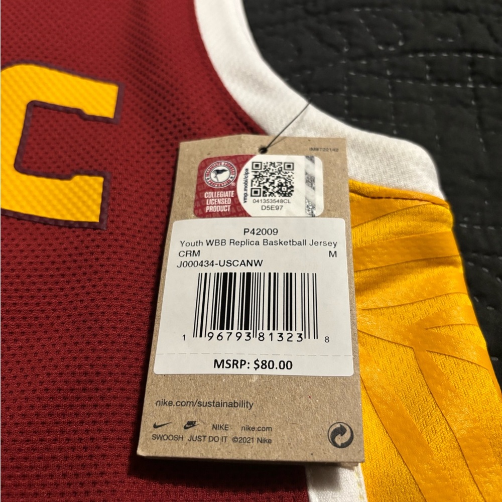 Nike Burgundy and Yellow Kids Basketball Jersey - Picture 4 of 6